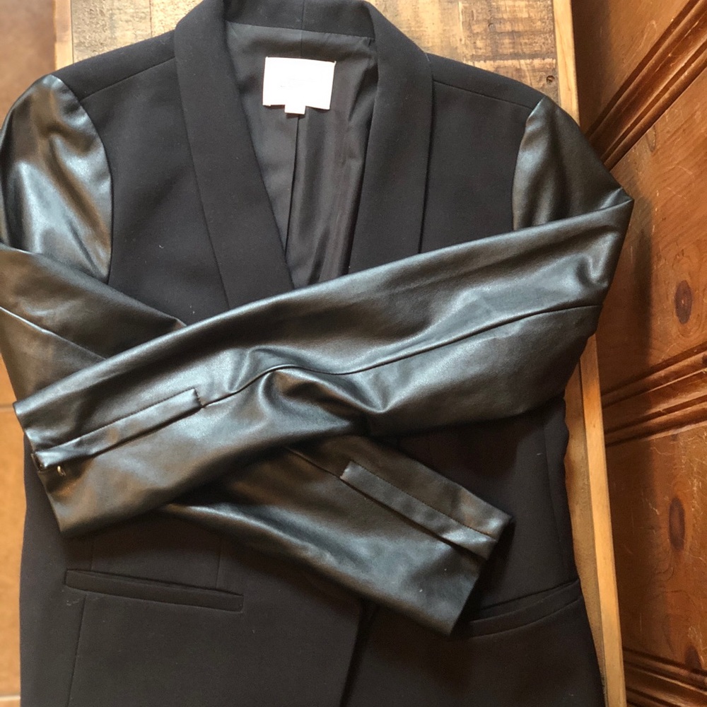 Loft blazer with faux leather sleeves